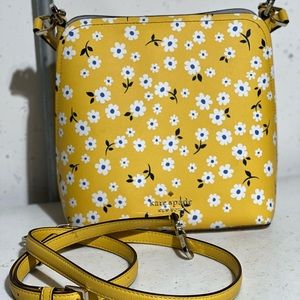 Kate Spade Darcy Fleurette Floral Small Bucket Bag Crossbody Yellow